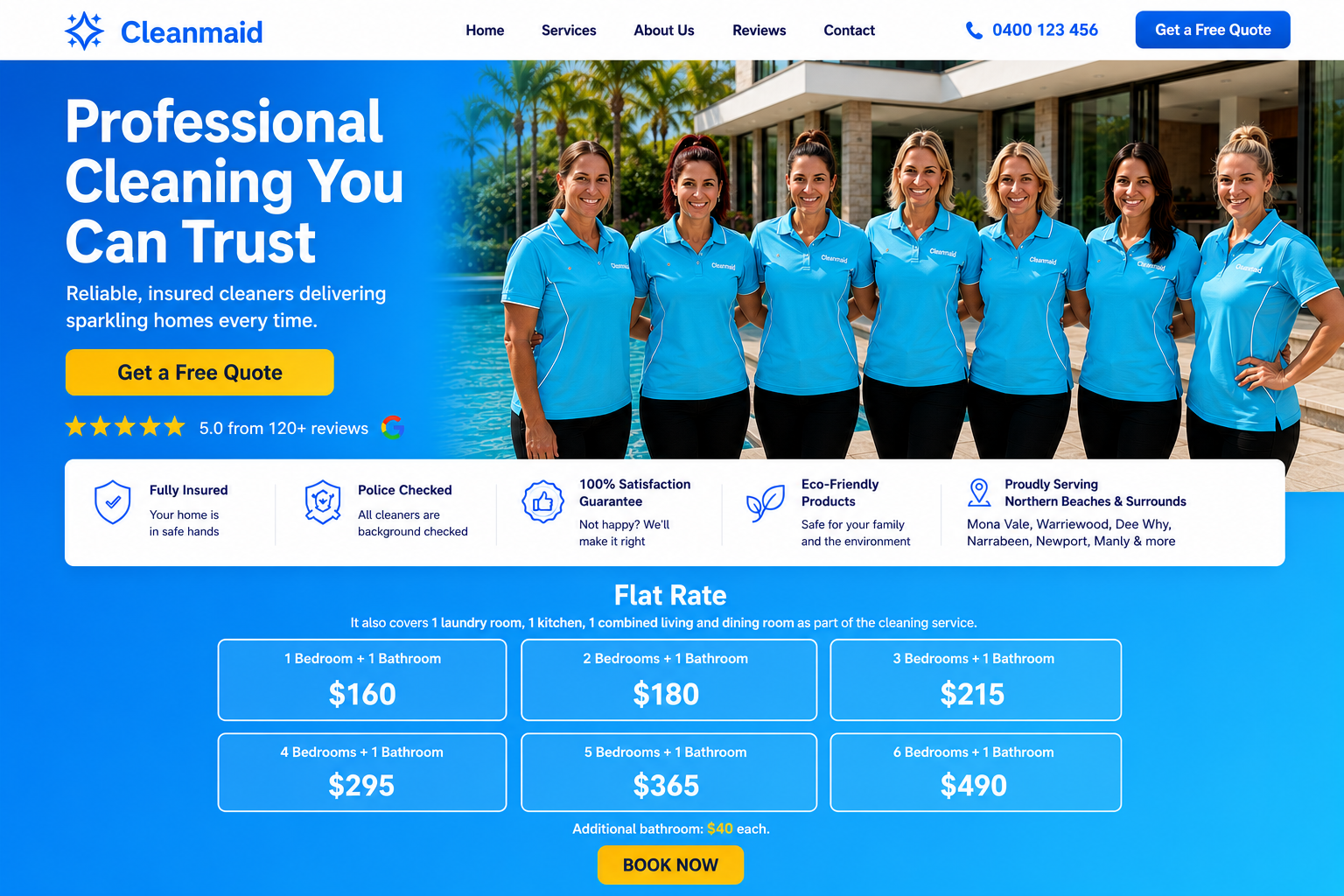 Cleanmaid homepage design